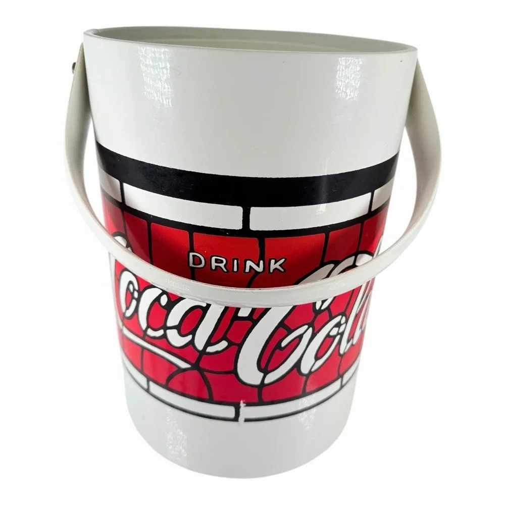Vintage Coca-Cola Ice Bucket 1970s–80s Red & White Logo Cooler Retro Advertising